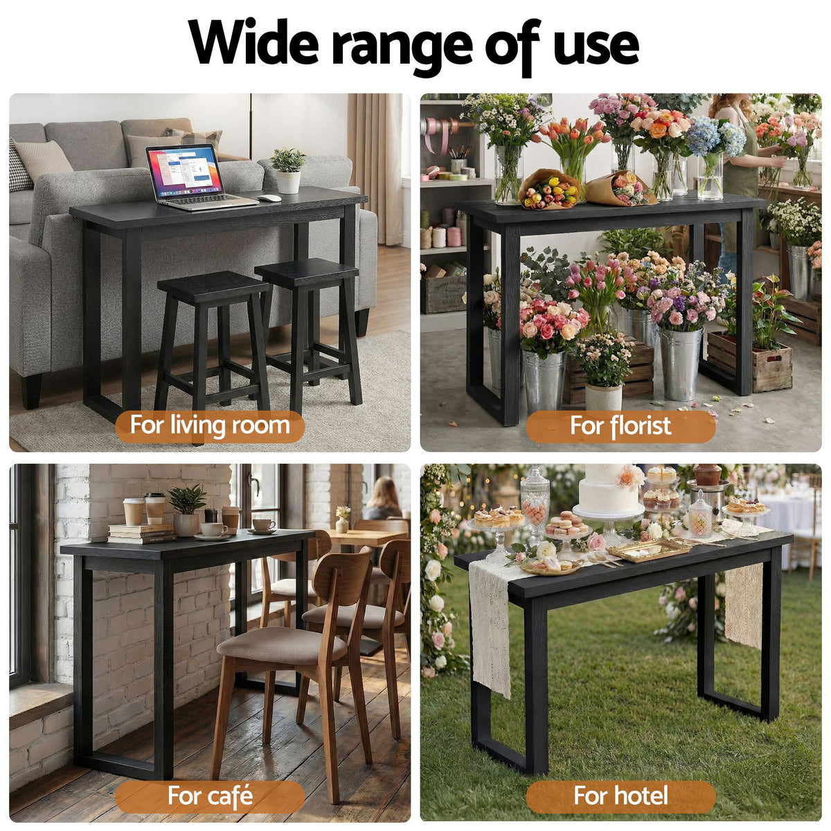 Artiss Black Console Table, 110 cm