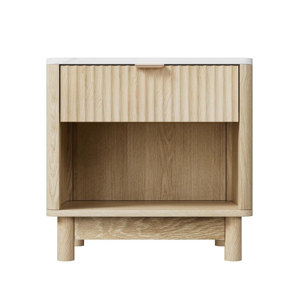 Artiss Pine and White Bedside Tables with Drawer, Set of 2