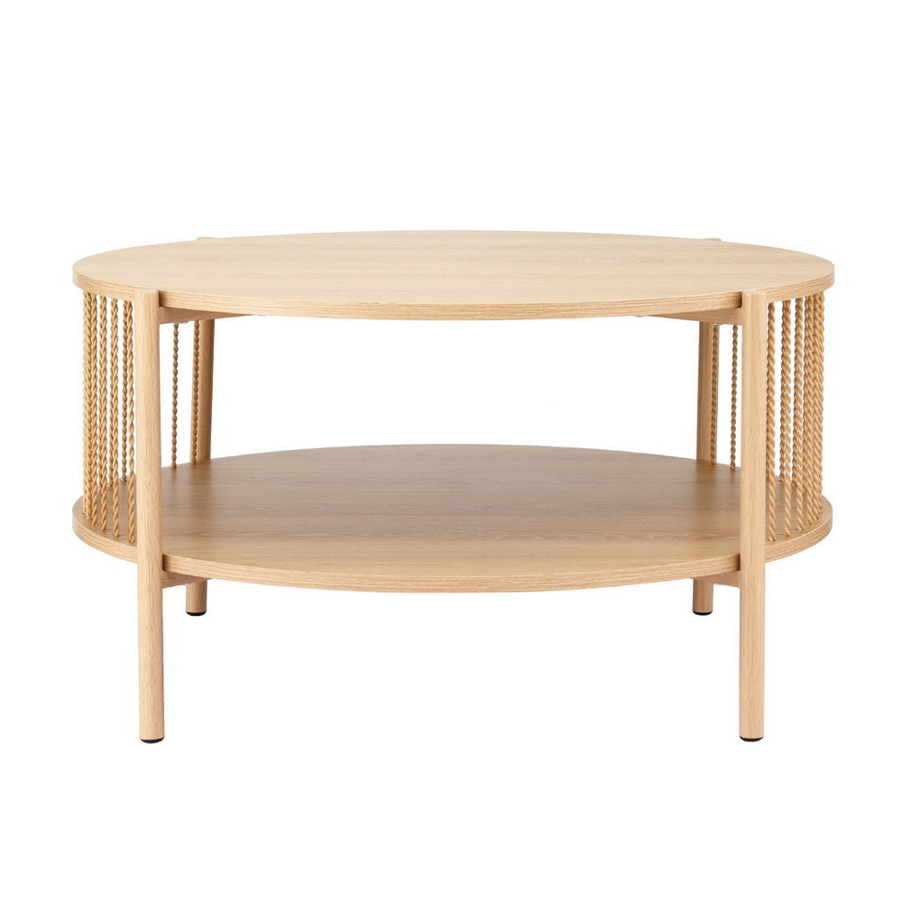 Artiss Round Coffee Table with Lower Shelf
