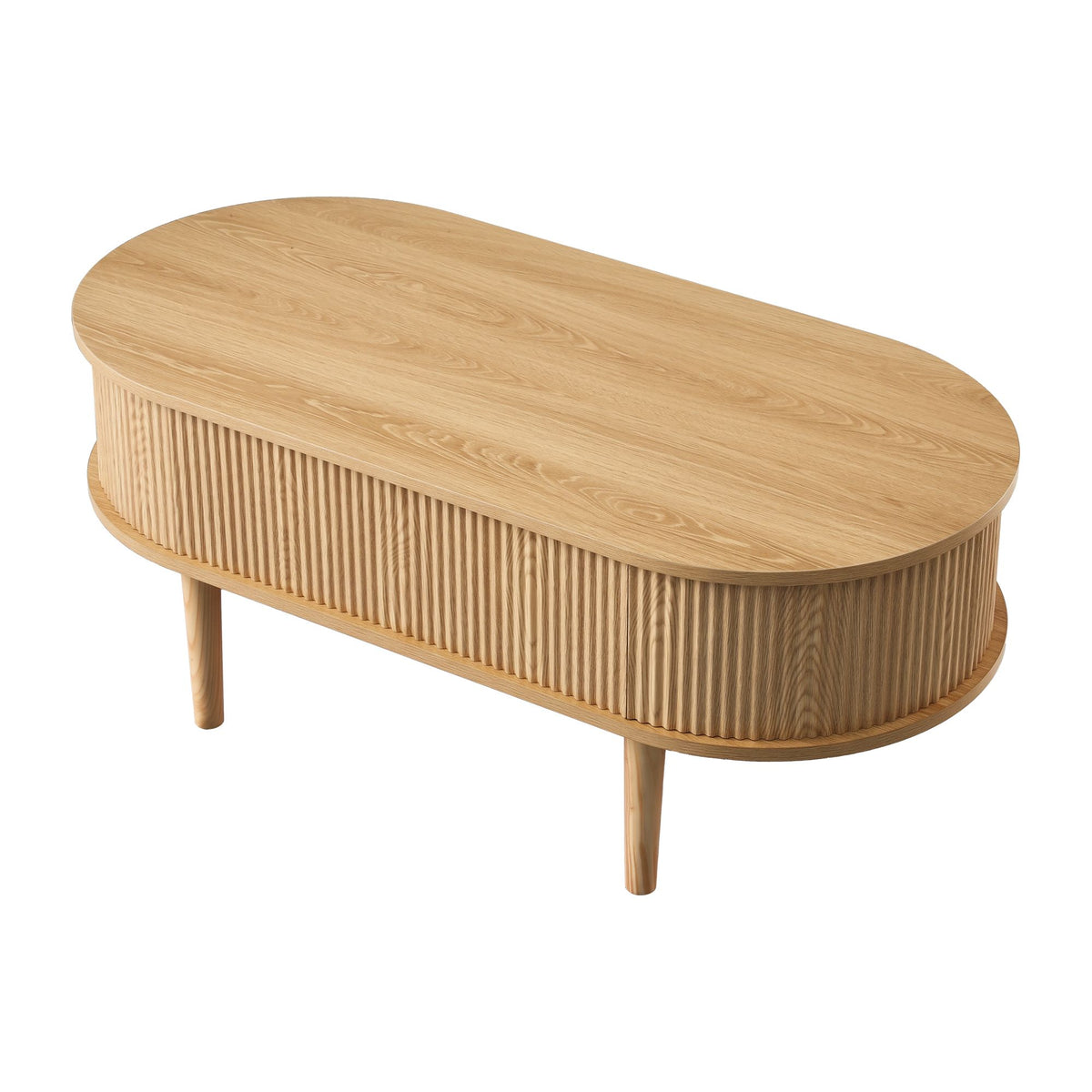 Artiss Oval Fluted Lift Top Coffee Table, 100 cm