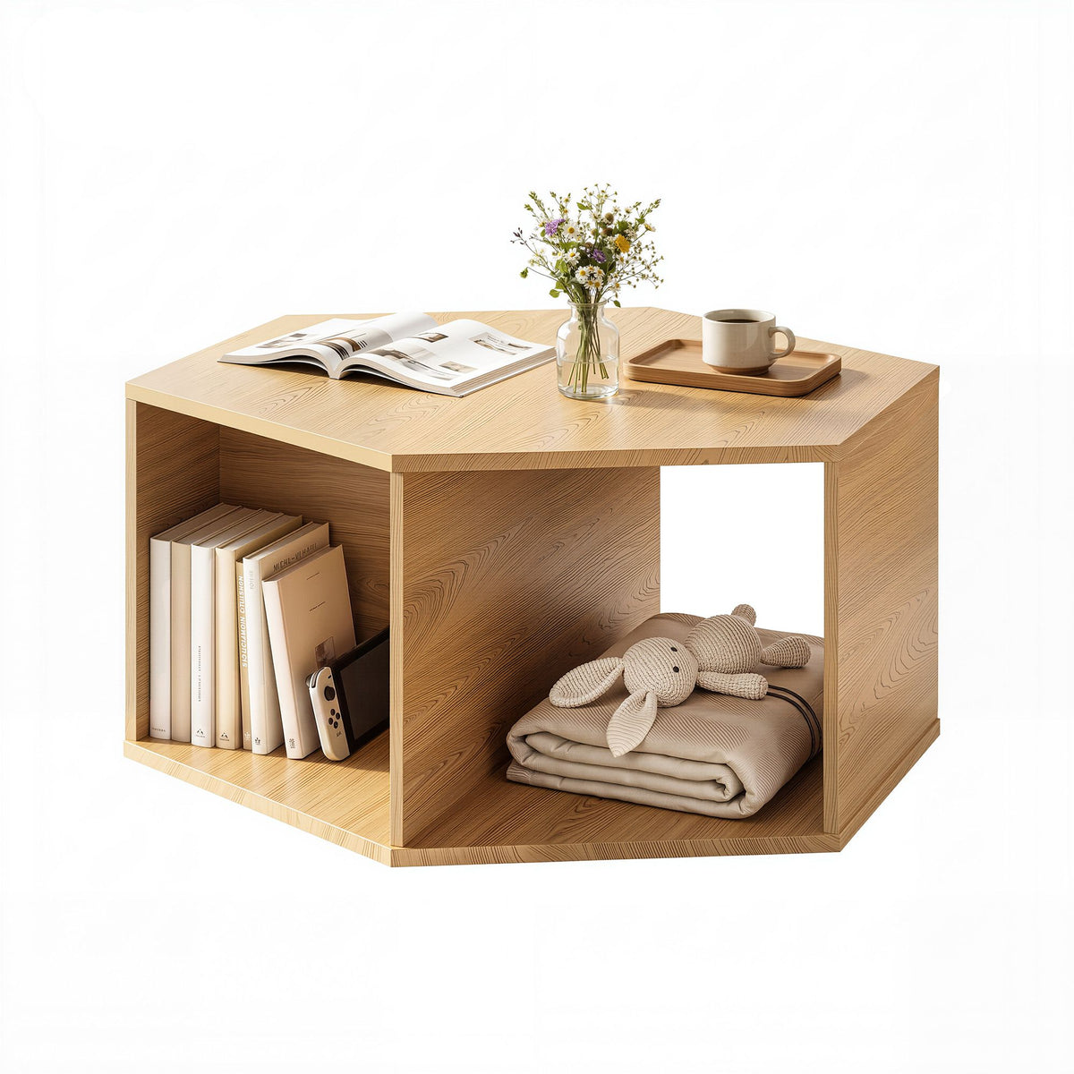 Artiss Hexagonal Coffee Table with Open Storage