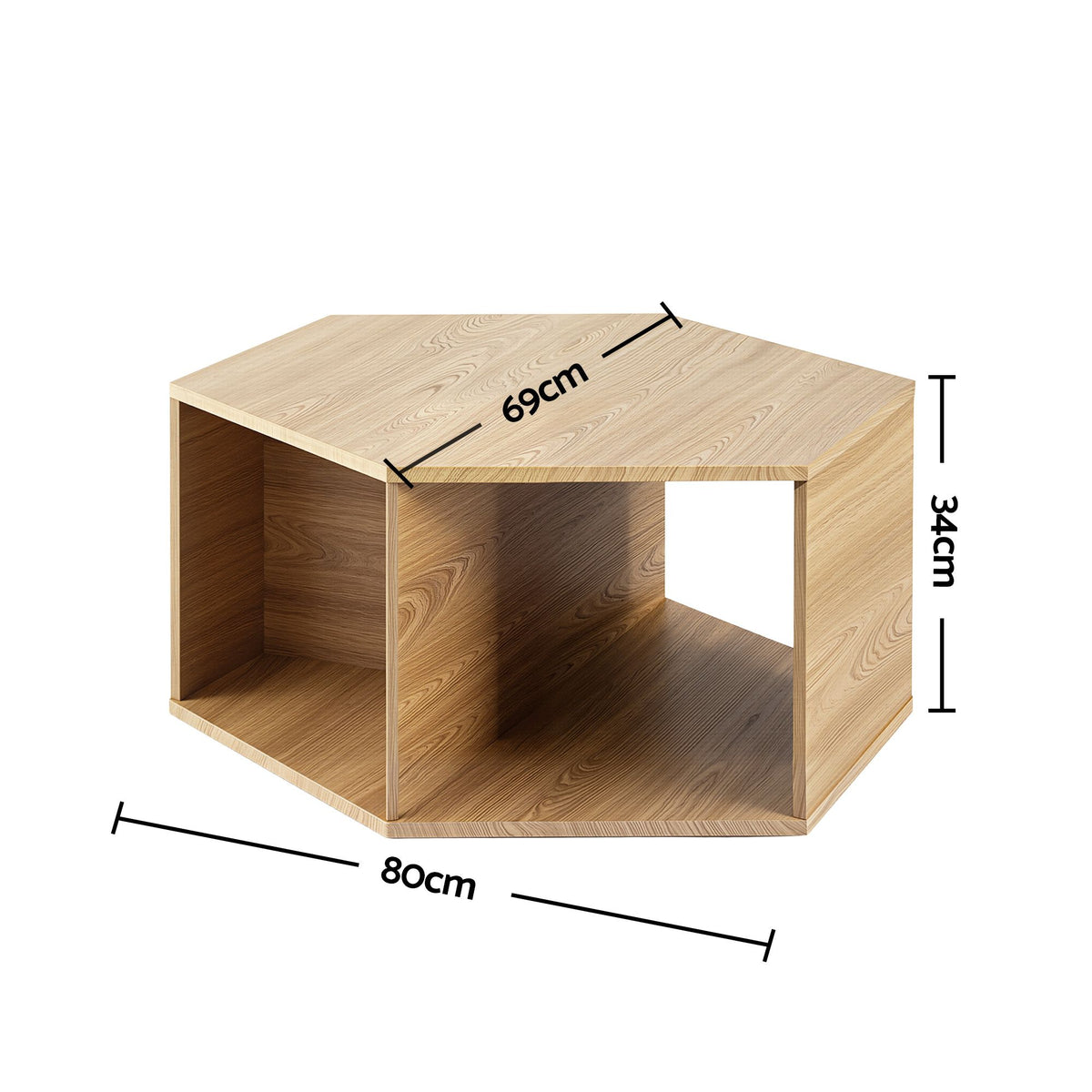 Artiss Hexagonal Coffee Tables with Open Storage, Set of 2