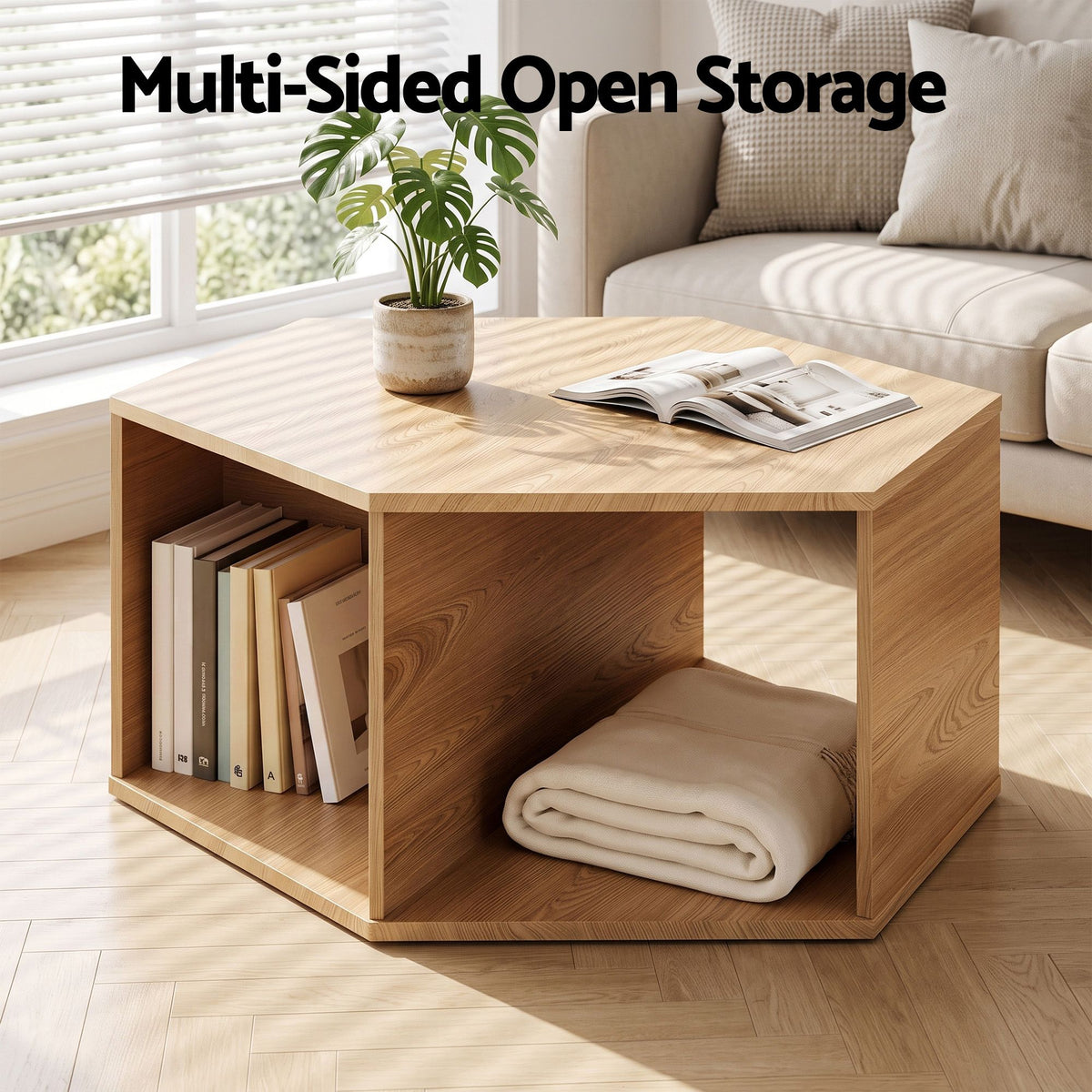 Artiss Hexagonal Coffee Tables with Open Storage, Set of 2
