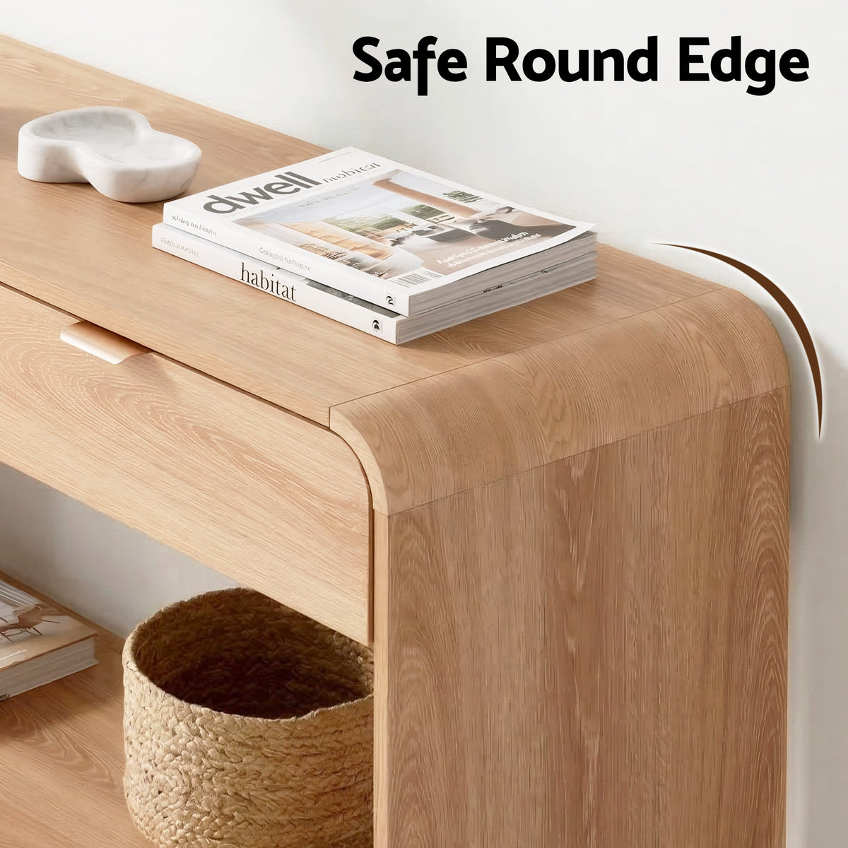 Artiss Pine Finish Console Table with Drawers, 120 cm