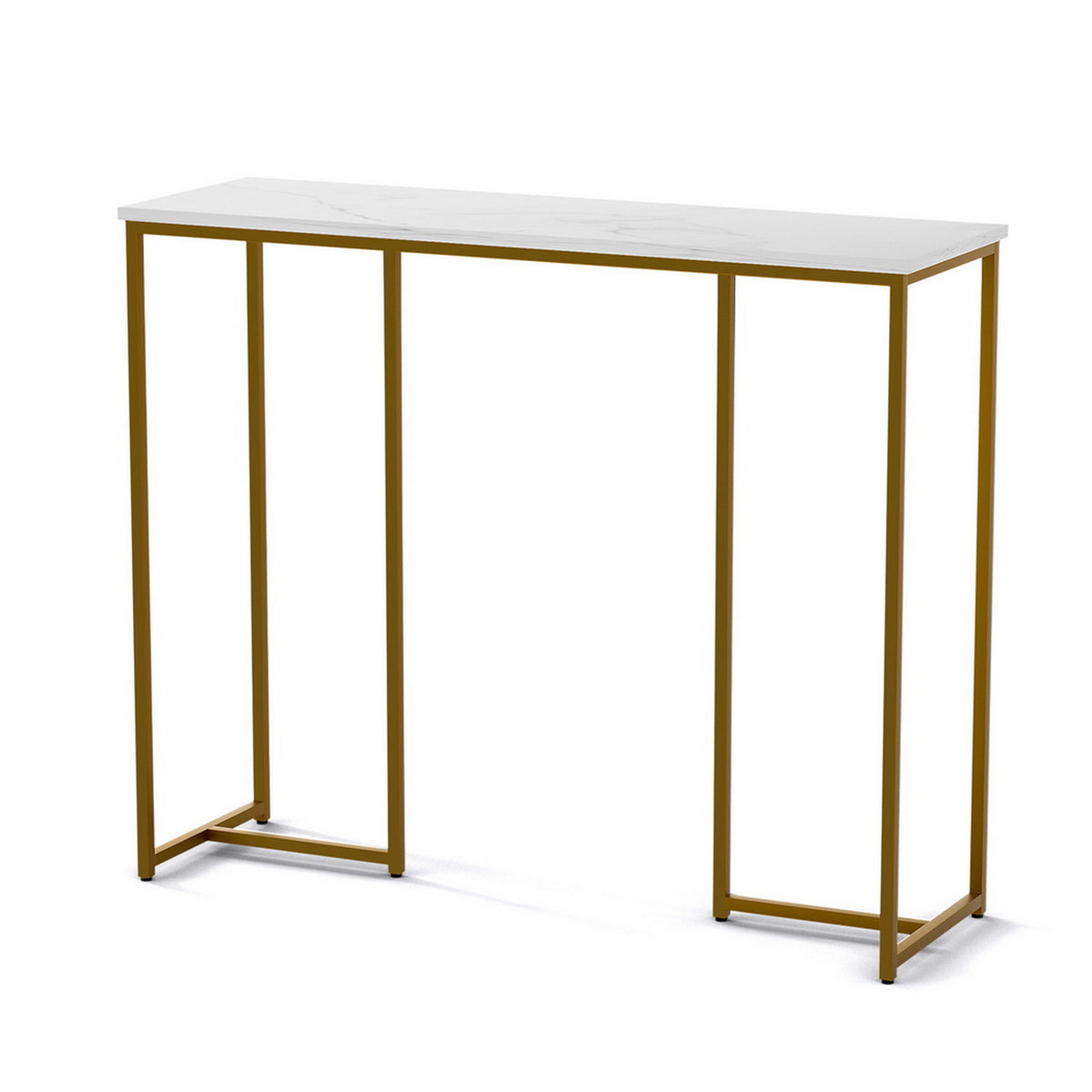 Artiss White and Gold Marble Effect Console Table, 95 cm