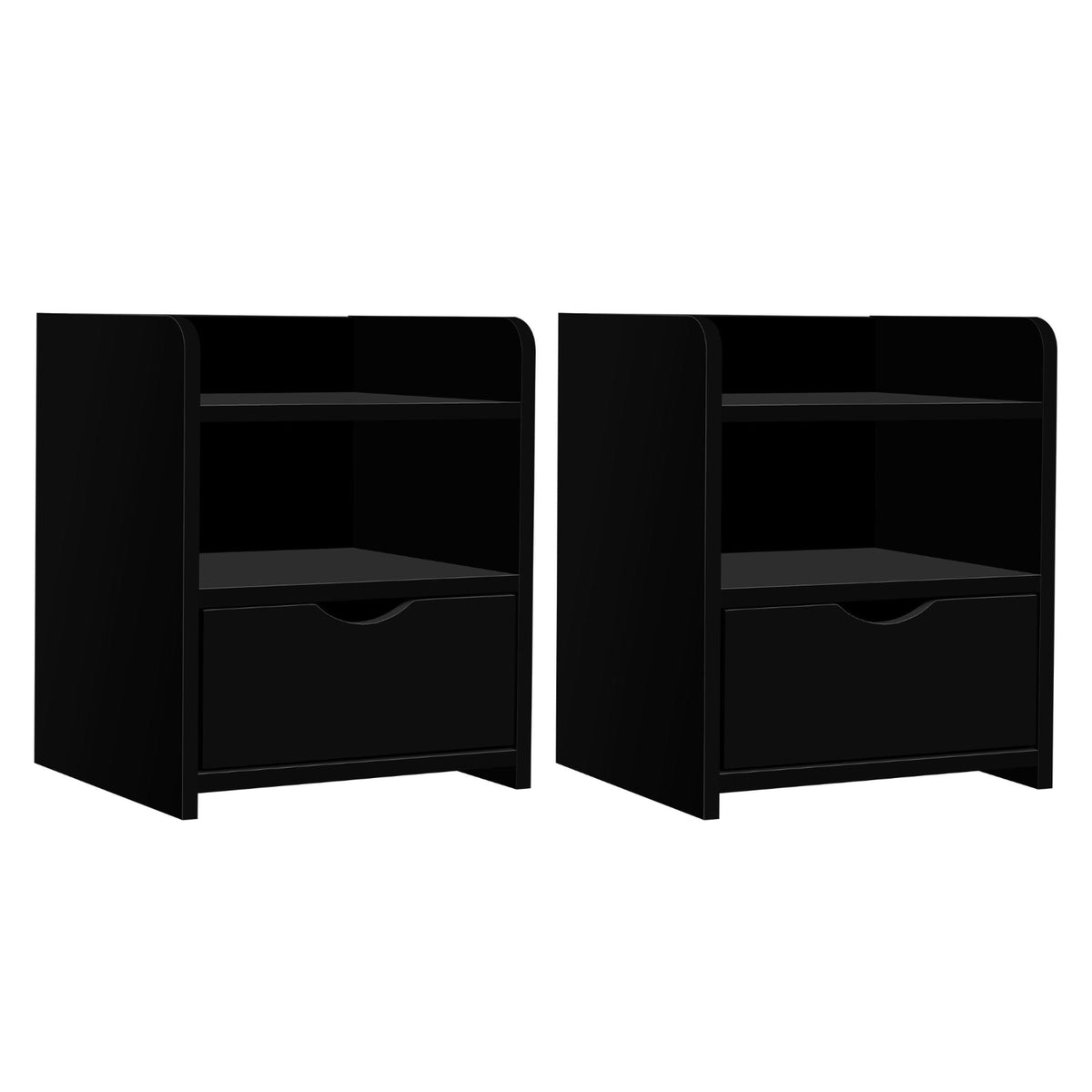 Artiss Fara Black Bedside Tables, Set of 2