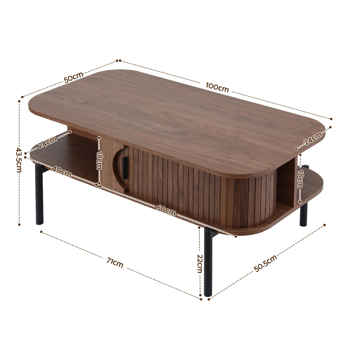 Artiss Coffee Table with Storage in Walnut Finish
