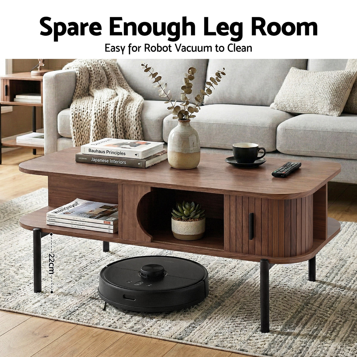Artiss Coffee Table with Storage in Walnut Finish