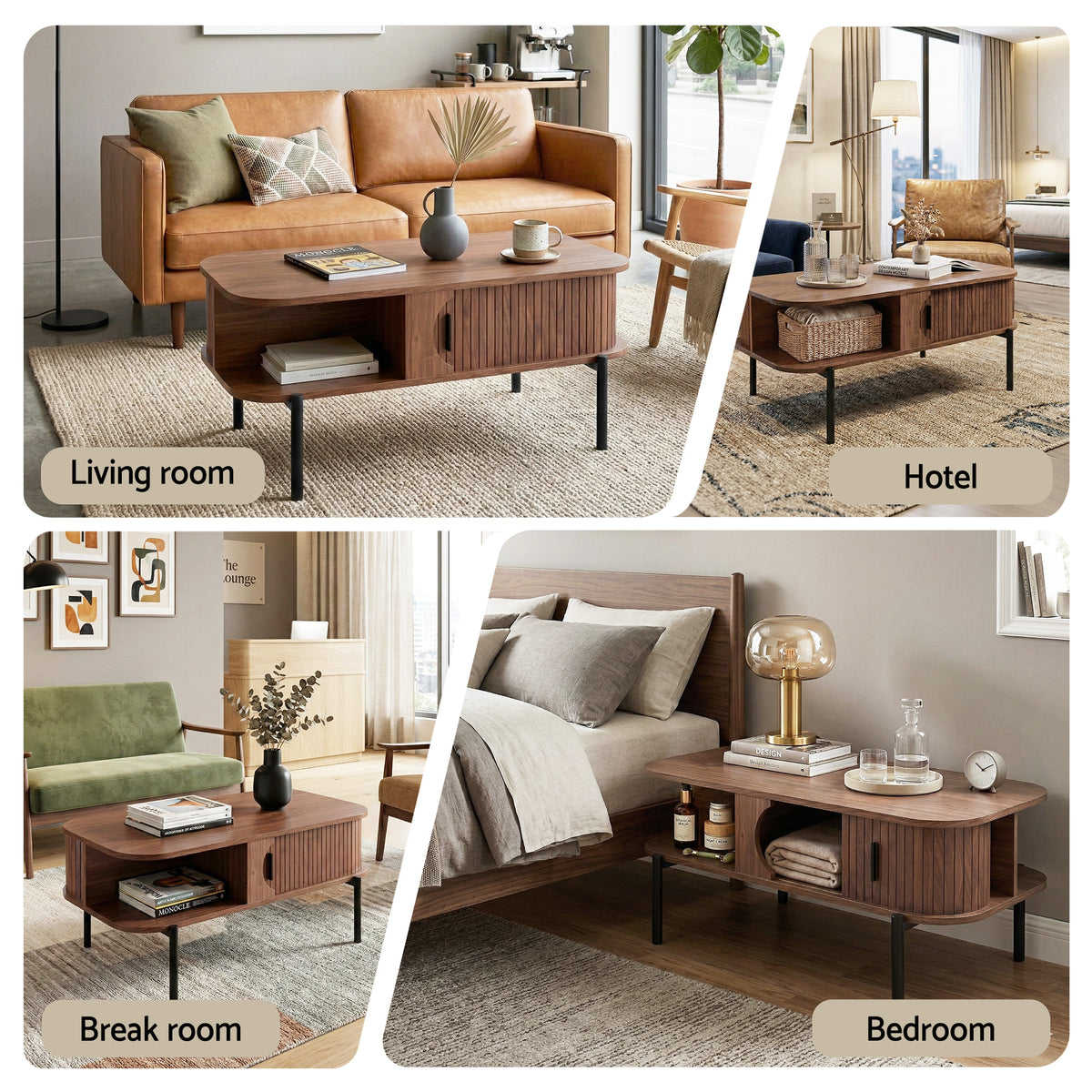 Artiss Coffee Table with Storage in Walnut Finish