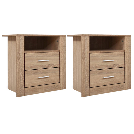 Artiss Tara Oak Finish Bedside Tables, Set of 2