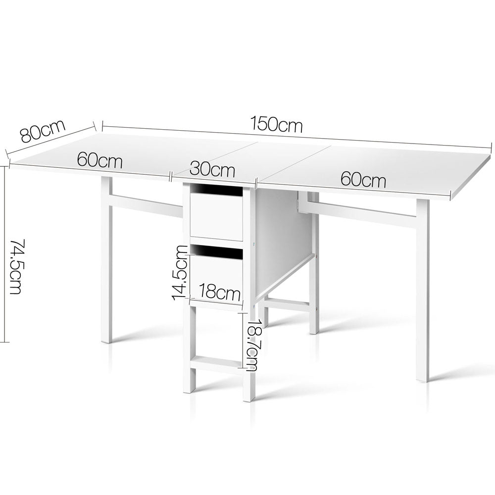 Artiss White Extendable Folding Dining Table