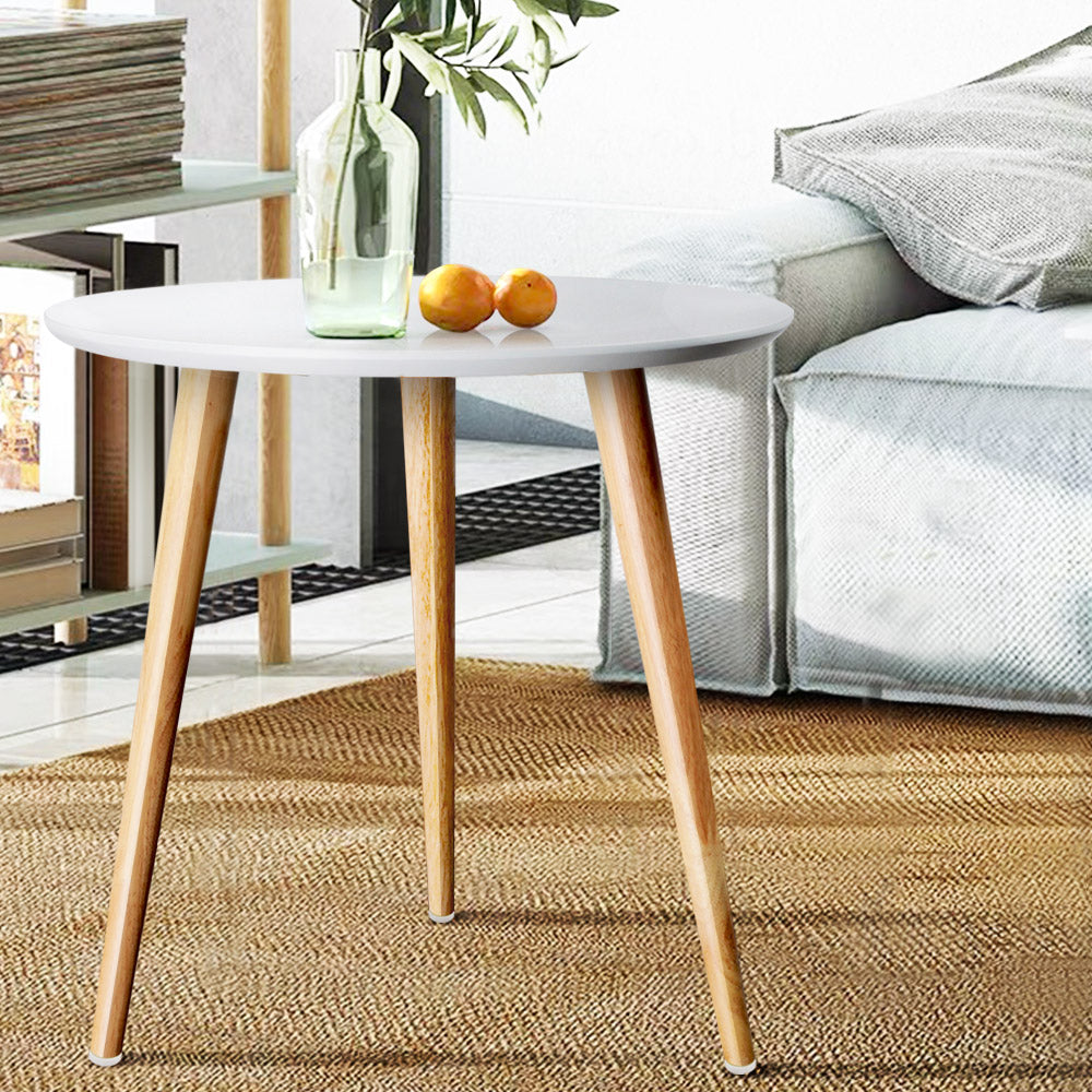Artiss Callix White Round Coffee Table, 50 cm