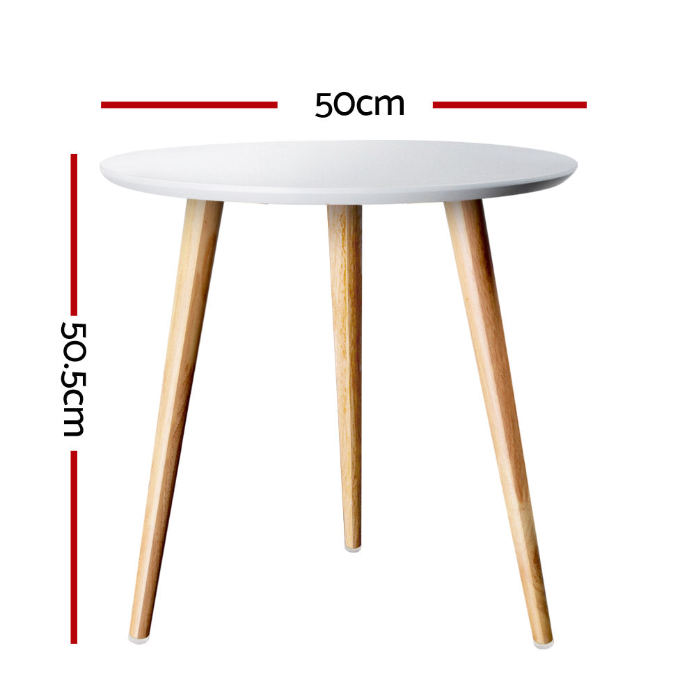 Artiss Callix White Round Coffee Table, 50 cm