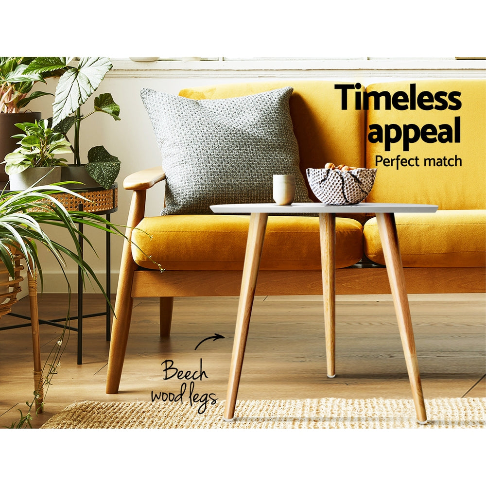 Artiss Callix White Round Coffee Table, 50 cm