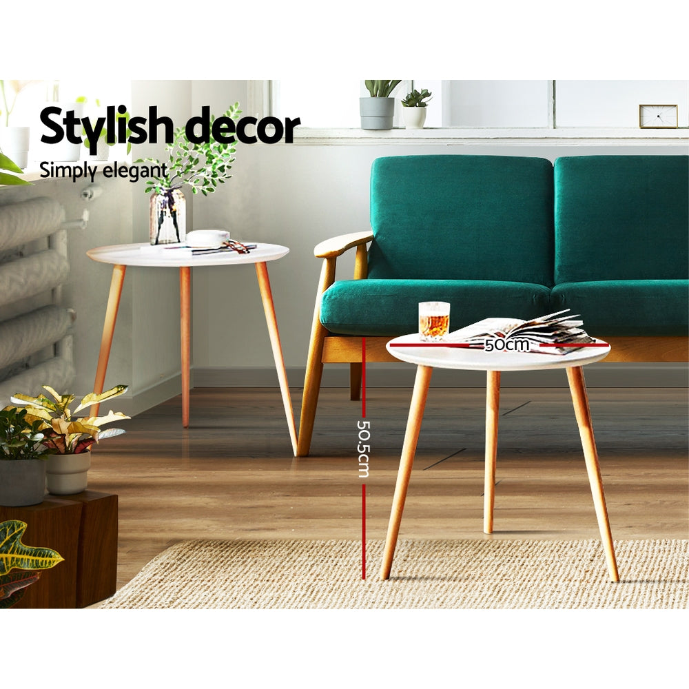 Artiss Callix White Round Coffee Table, 50 cm