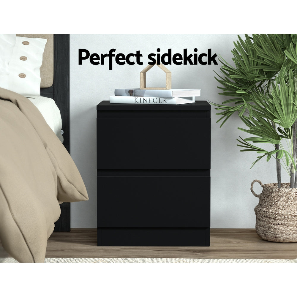 Artiss Pepe Black Bedside Tables, Set of 2
