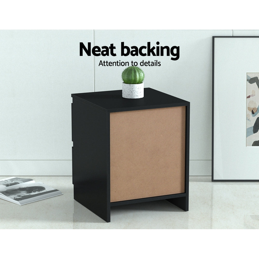 Artiss Pepe Black Bedside Tables, Set of 2