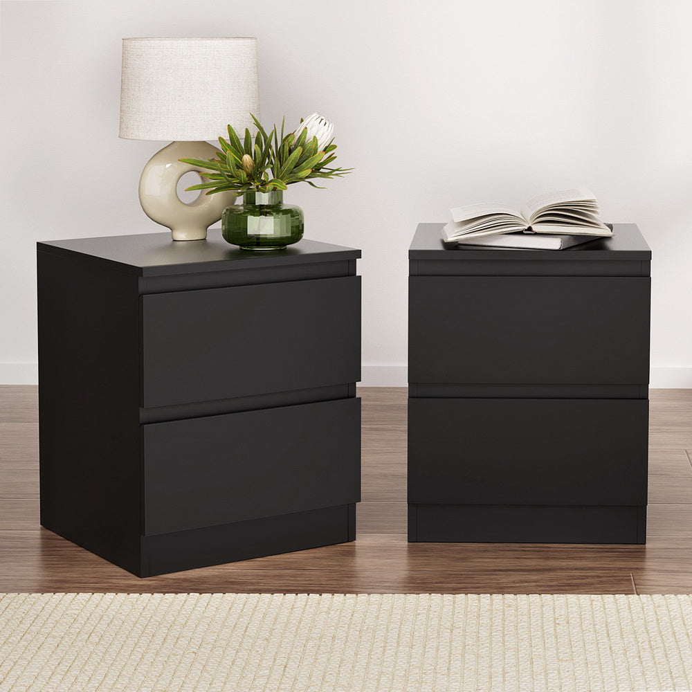Artiss Pepe Black Bedside Tables, Set of 2