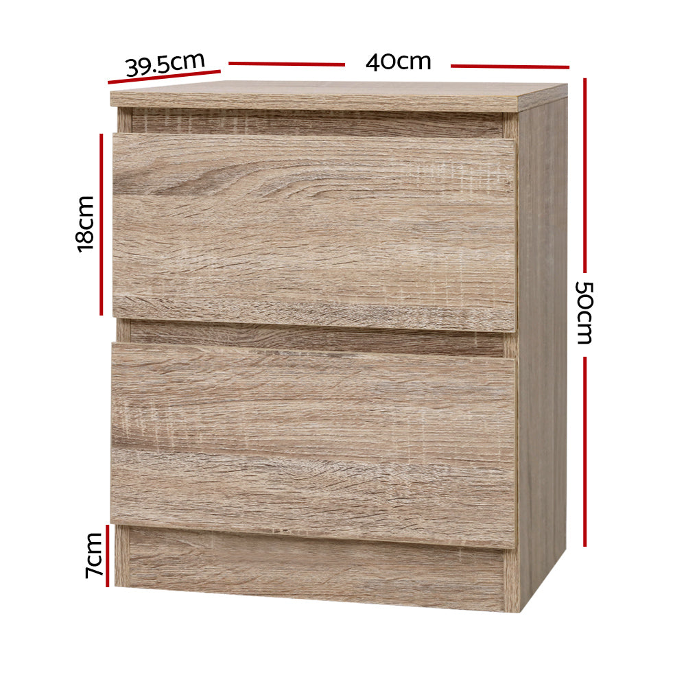 Artiss Pepe Oak Finish Bedside Tables, Set of 2