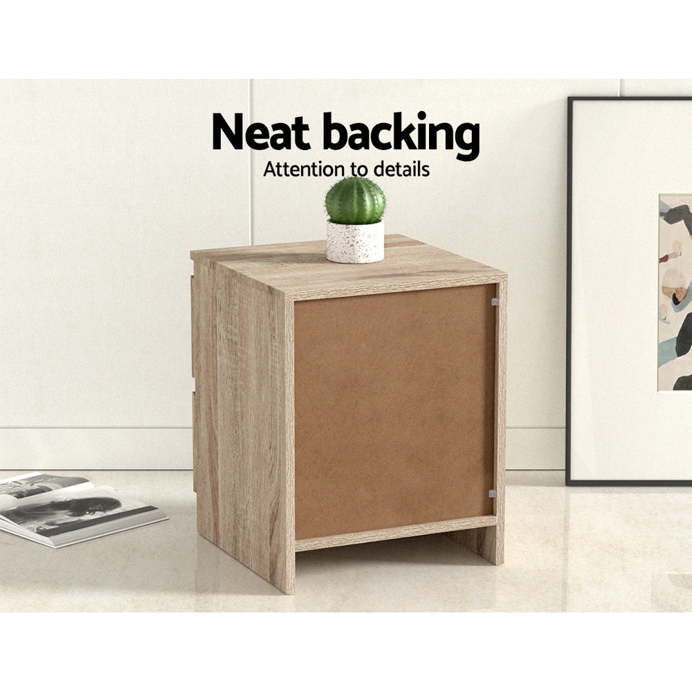 Artiss Pepe Oak Finish Bedside Tables, Set of 2