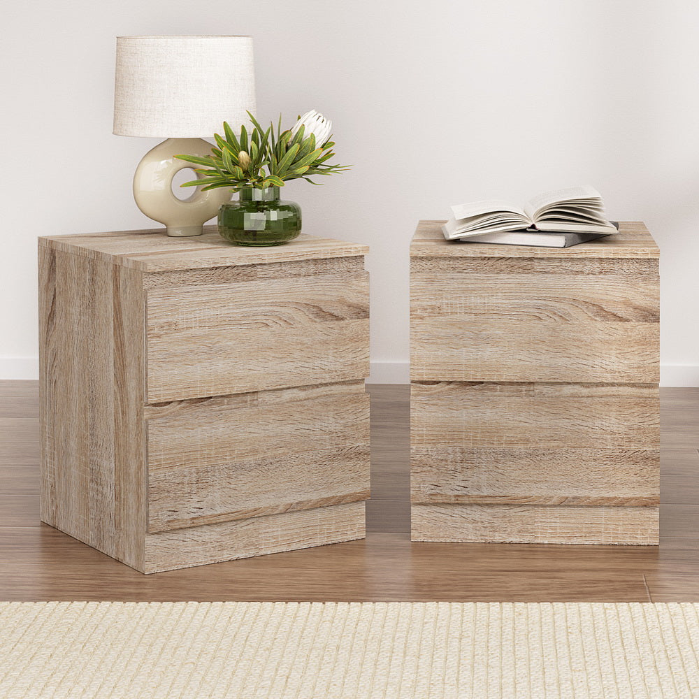 Artiss Pepe Oak Finish Bedside Tables, Set of 2