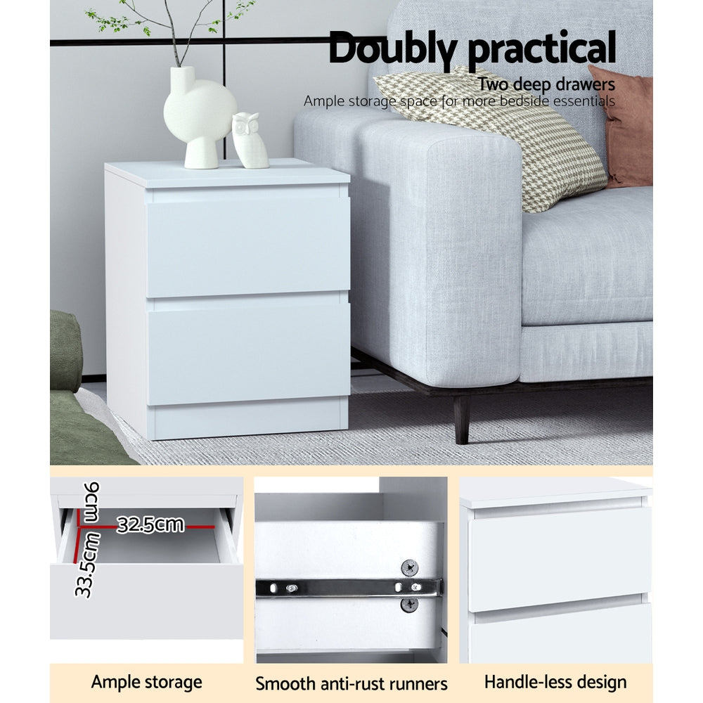 Artiss Pepe White Bedside Tables, Set of 2