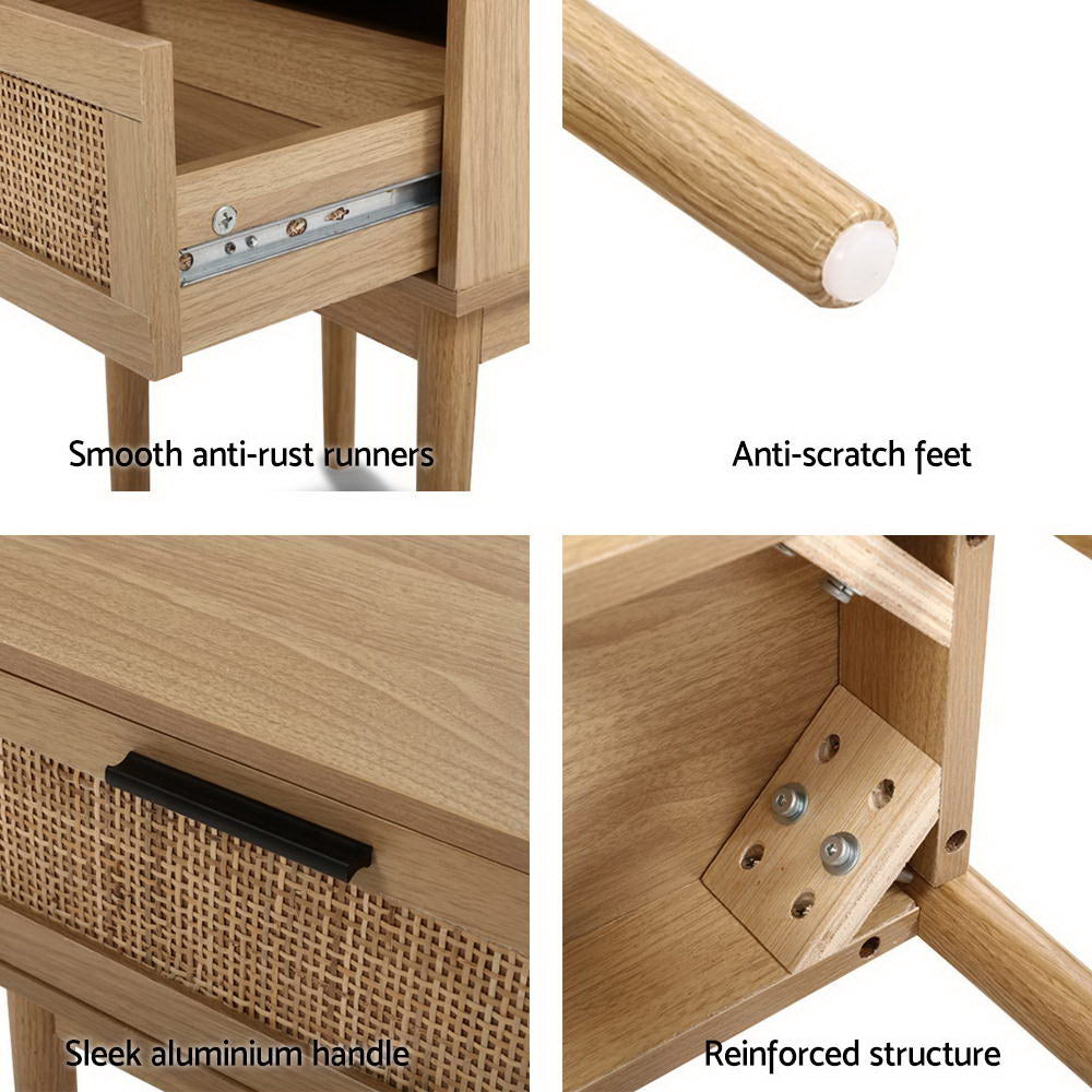 Artiss Rattan Drawer Bedside Table