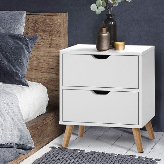 Artiss Boden White Bedside Table with Two Drawers