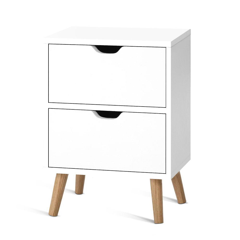 Artiss Boden White Bedside Table with Two Drawers