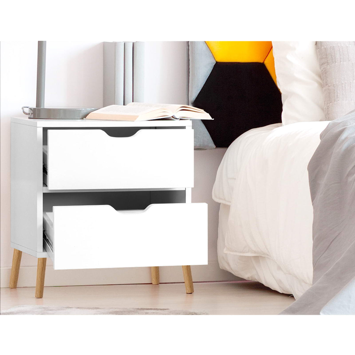 Artiss Boden White Bedside Tables, Set of 2