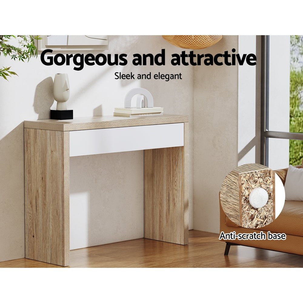 Artiss Jory White and Pine Finish Console Table