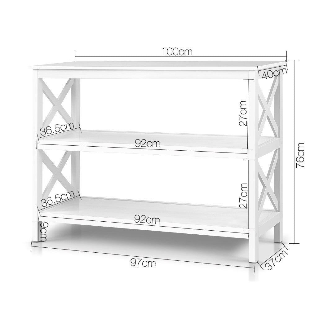 Artiss Polly White Console Table with Three Shelves