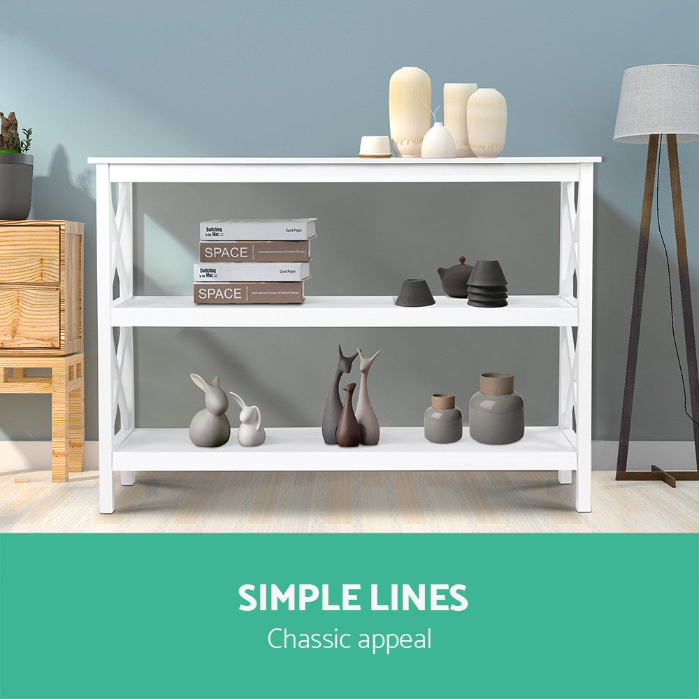 Artiss Polly White Console Table with Three Shelves