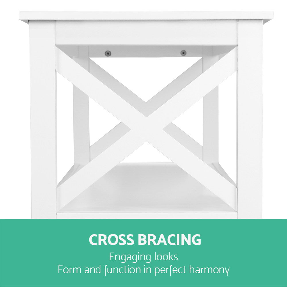 Artiss Polly White Console Table with Three Shelves