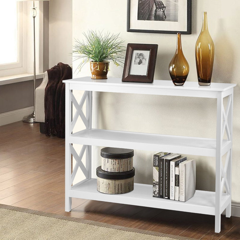 Artiss Polly White Console Table with Three Shelves
