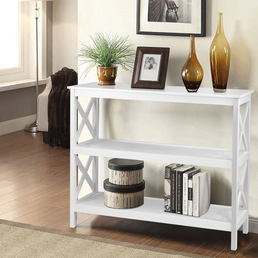 Artiss Polly White Console Table with Three Shelves