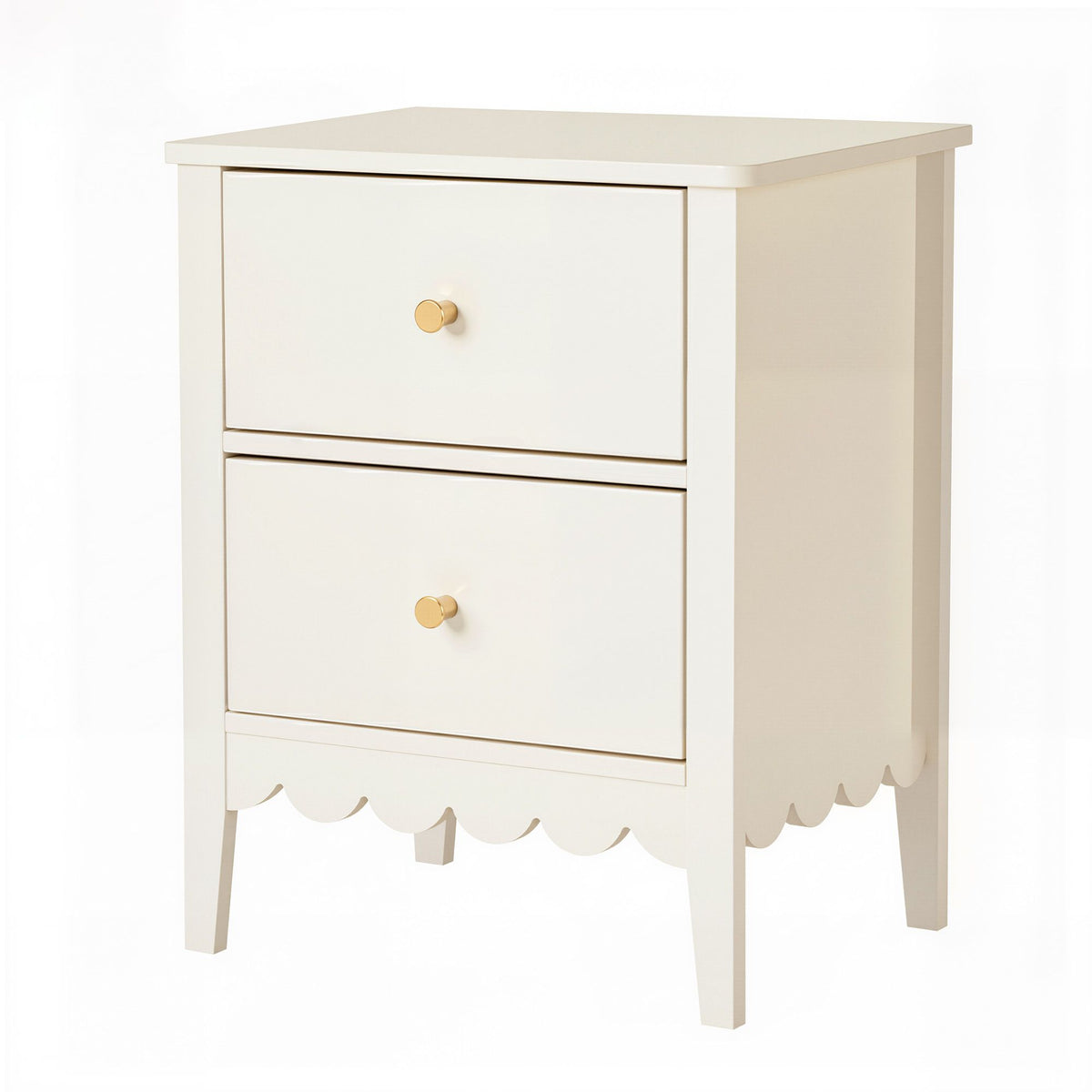 Artiss Beige Two Drawer Bedside Table, 40 cm