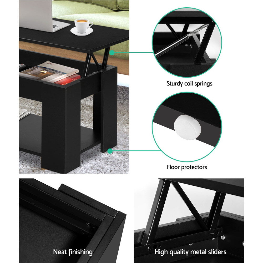 Artiss Black Lift Top Coffee Table