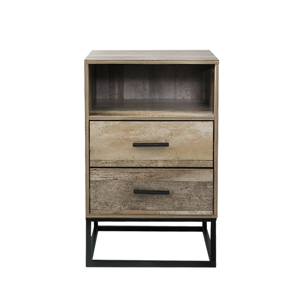 Artiss Badan Bedside Table with Two Drawers and Shelf