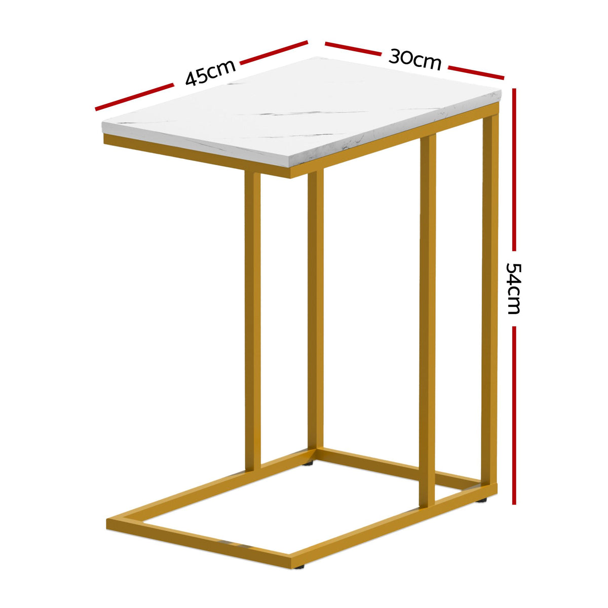 Artiss C Shaped Side Tables in White and Gold, Set of 2