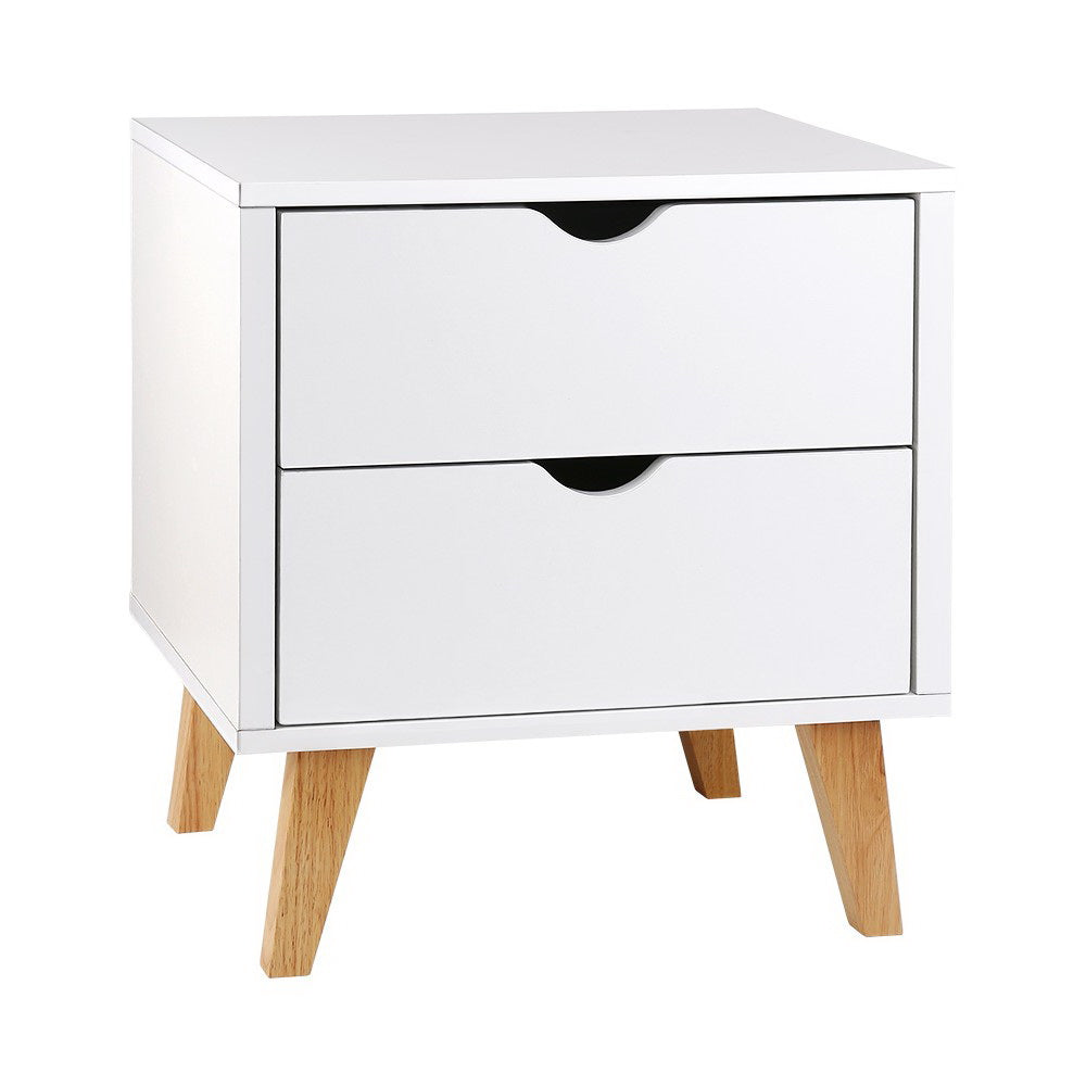 Artiss Anders White Bedside Table with Two Drawers