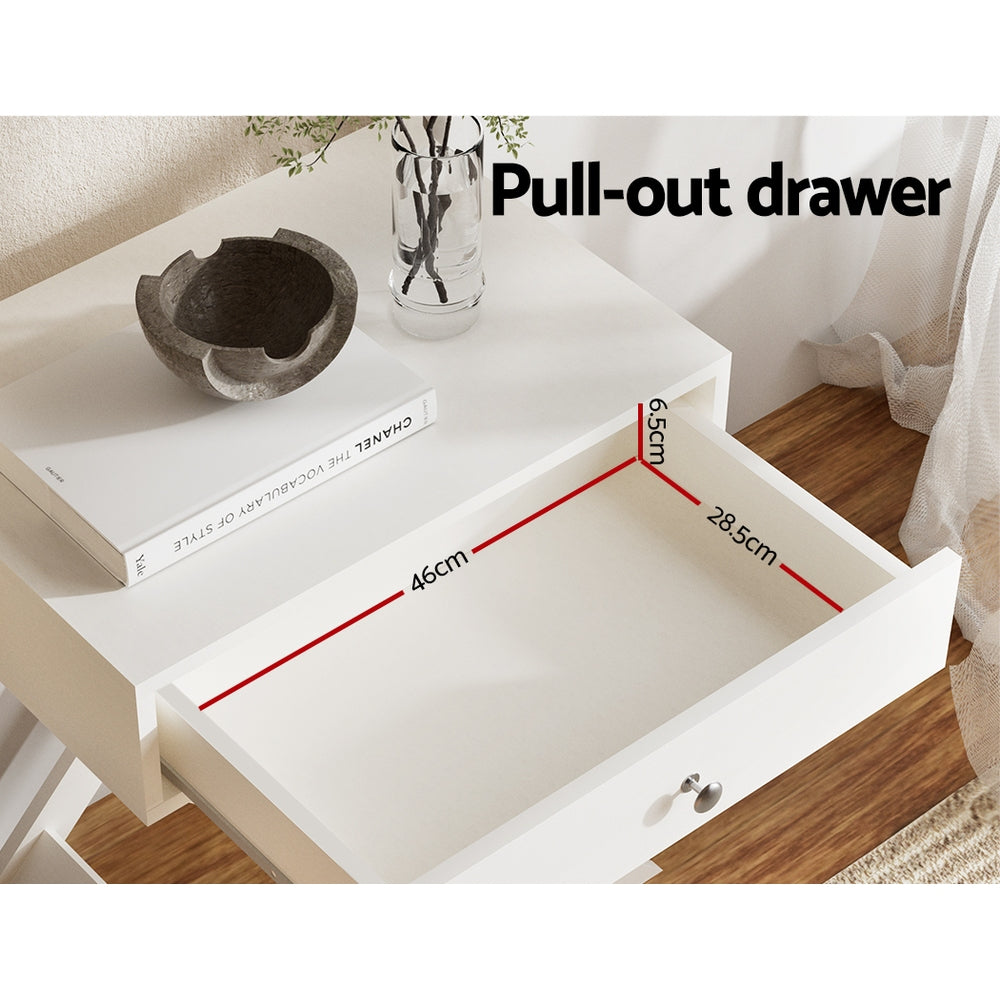 Artiss Qara White Bedside Table with Drawers