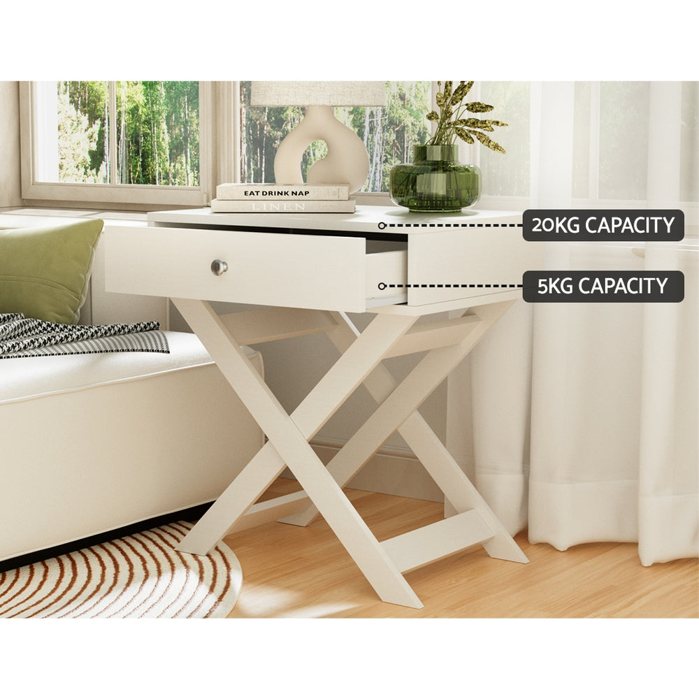 Artiss Qara White Bedside Table with Drawers