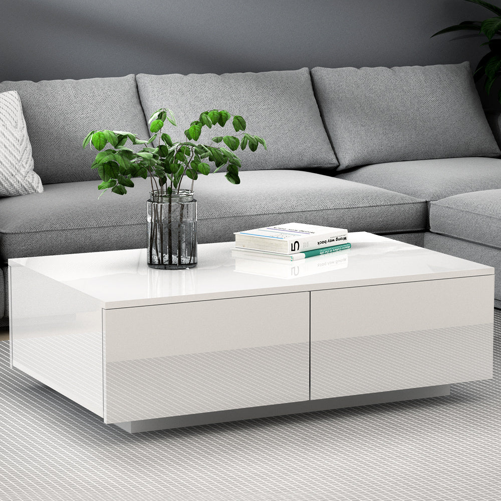 Artiss Trevi White Coffee Table with Four Drawers