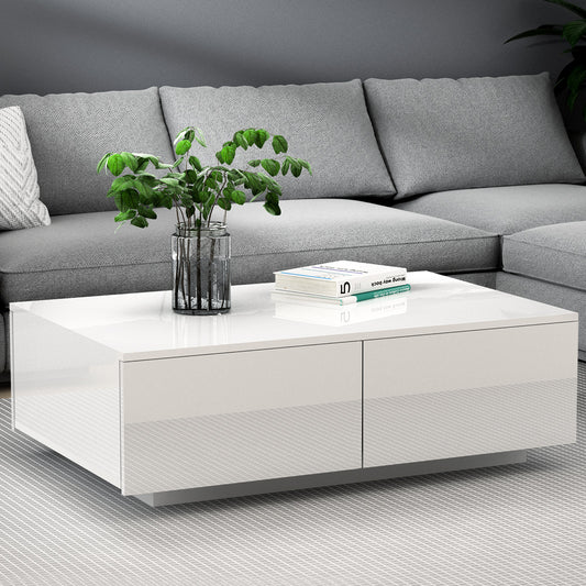 Artiss Trevi White Coffee Table with Four Drawers