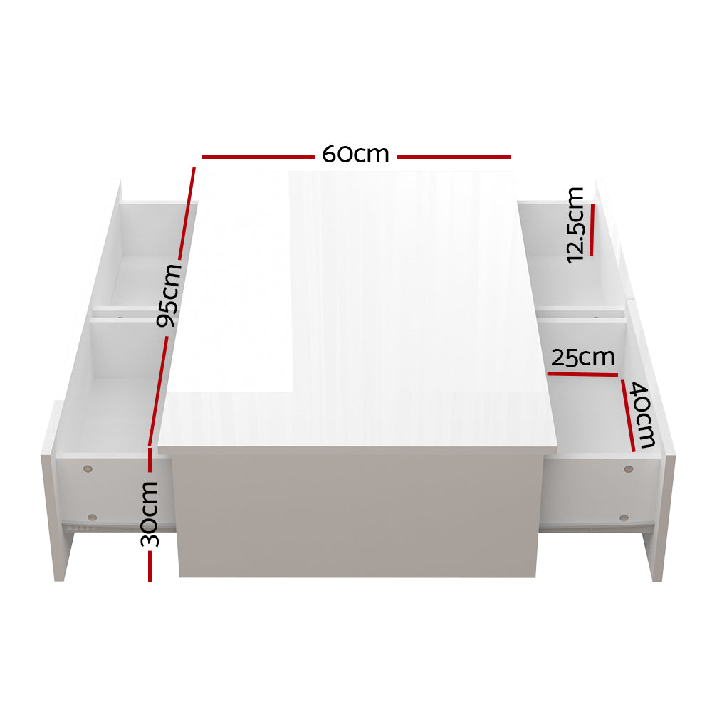 Artiss Trevi White Coffee Table with Four Drawers