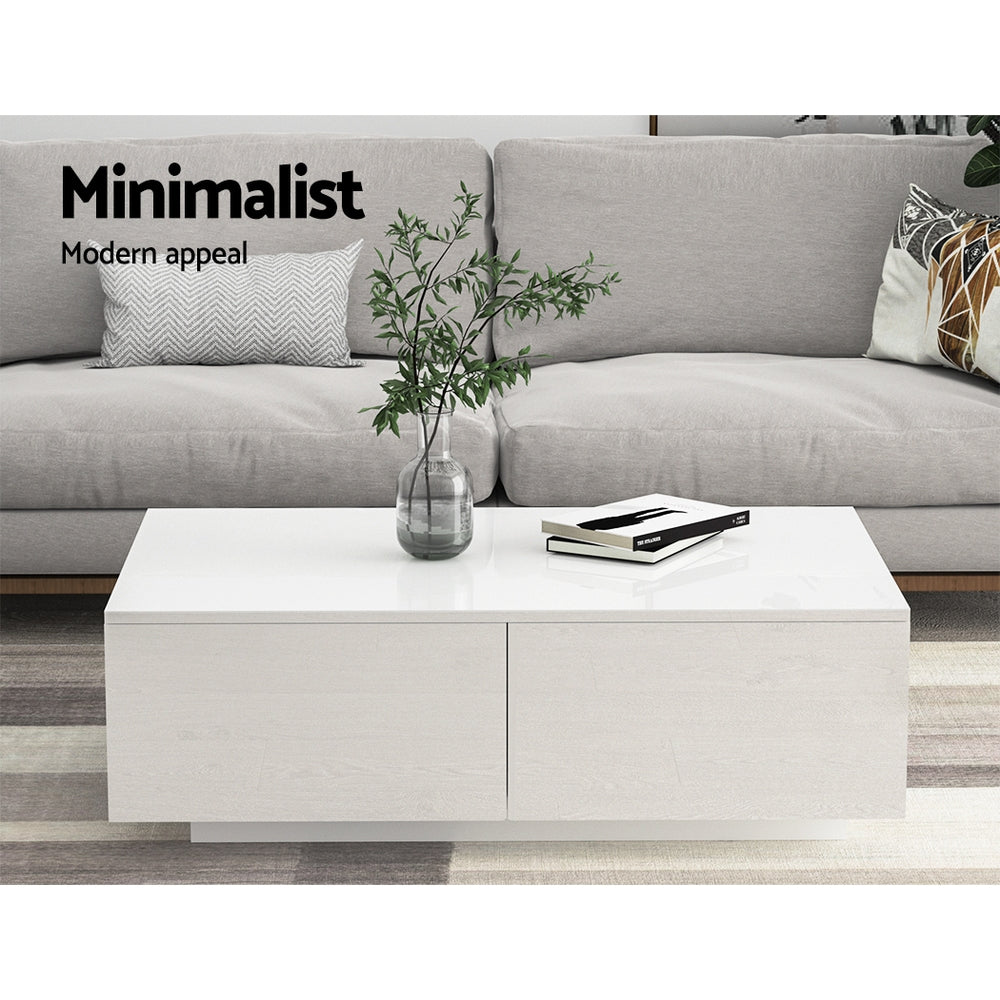 Artiss Trevi White Coffee Table with Four Drawers