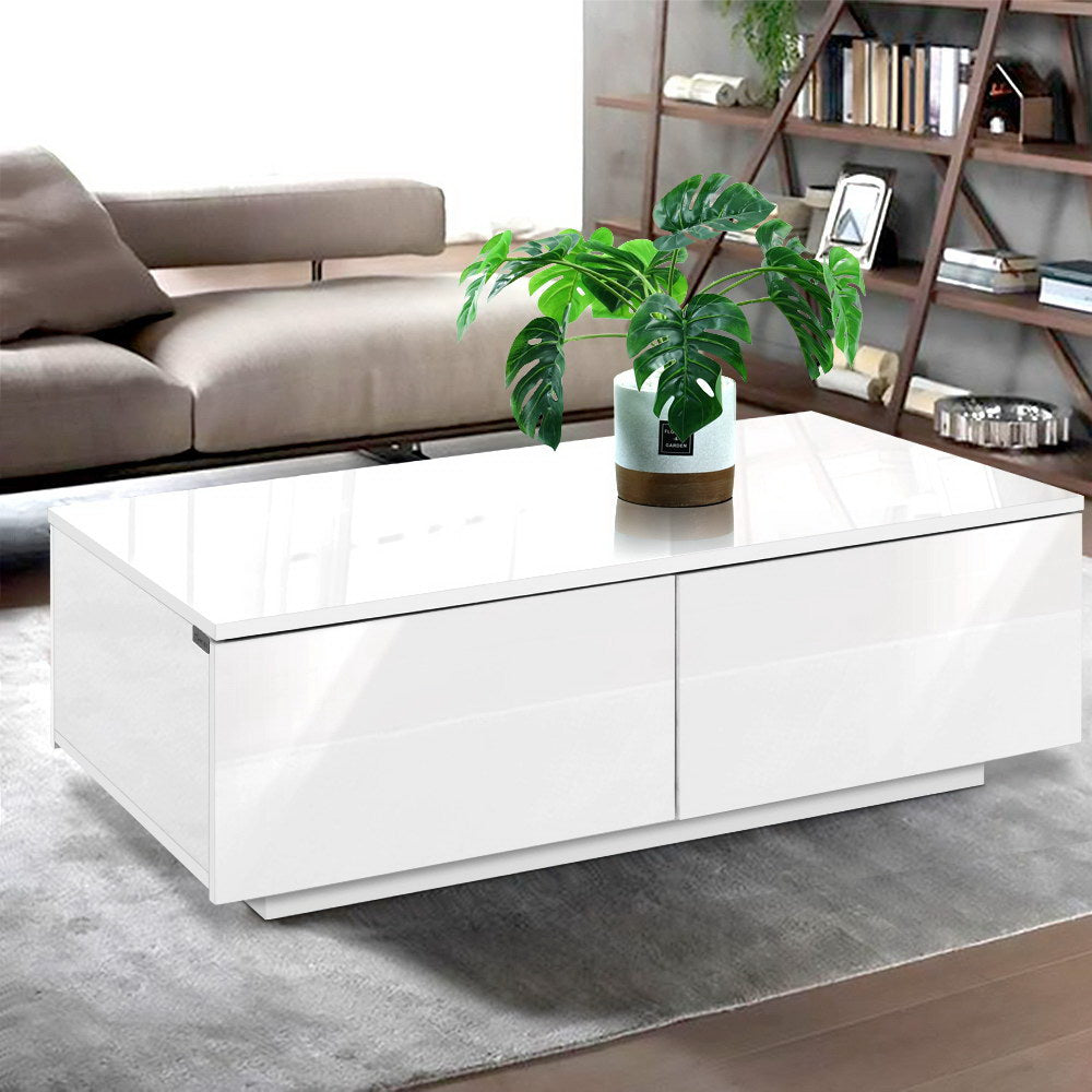 Artiss Trevi White Coffee Table with Four Drawers