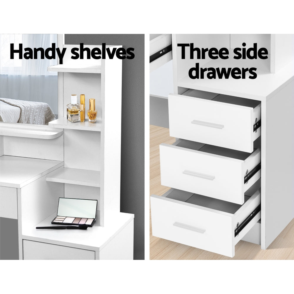 Artiss White Dressing Table and Stool with Four Drawers