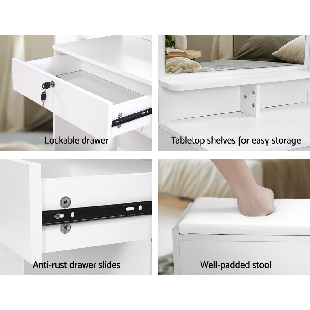 Artiss White Dressing Table and Stool with Four Drawers